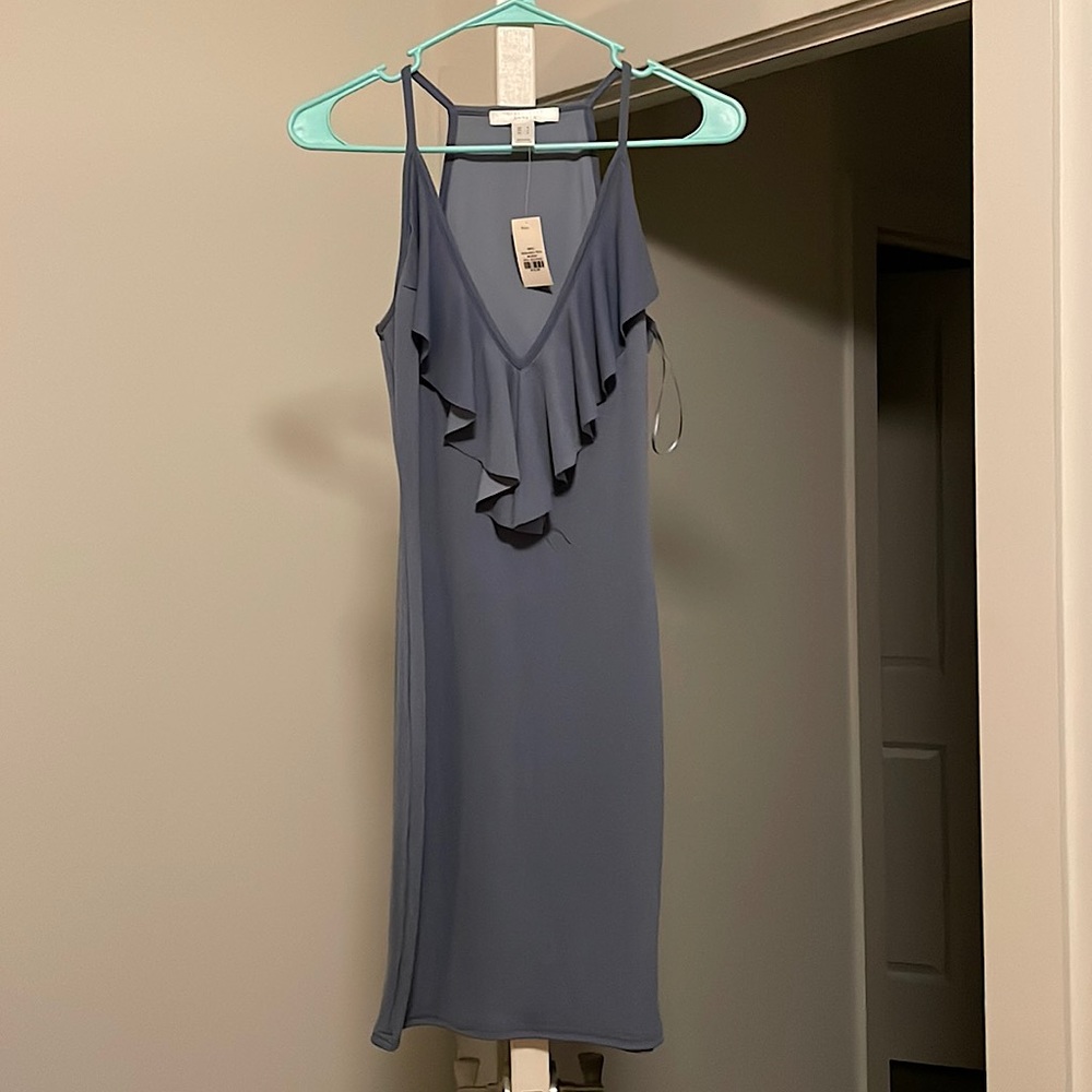 Slim fit body hugging blue/grey sexy date night dress